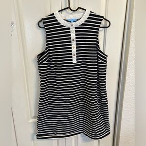 Draper James Black and White Striped Mini Dress